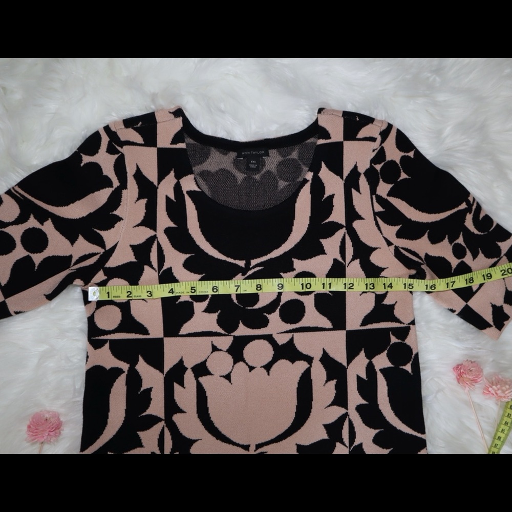 Ann Taylor Black & Cream Shift Sweater Dress - Picture 8 of 12
